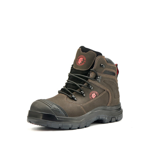 ROCKROOSTER Men's Work Boots Steel Toe, Genuine Nubuck Leather Safety Boots, Slip Resistant, Heat Resistant, Electrical Hazard, Water Oil & Alkali Resistant, AC662BR