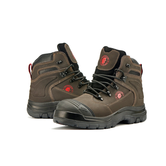 ROCKROOSTER Men's Work Boots Steel Toe, Genuine Nubuck Leather Safety Boots, Slip Resistant, Heat Resistant, Electrical Hazard, Water Oil & Alkali Resistant, AC662BR