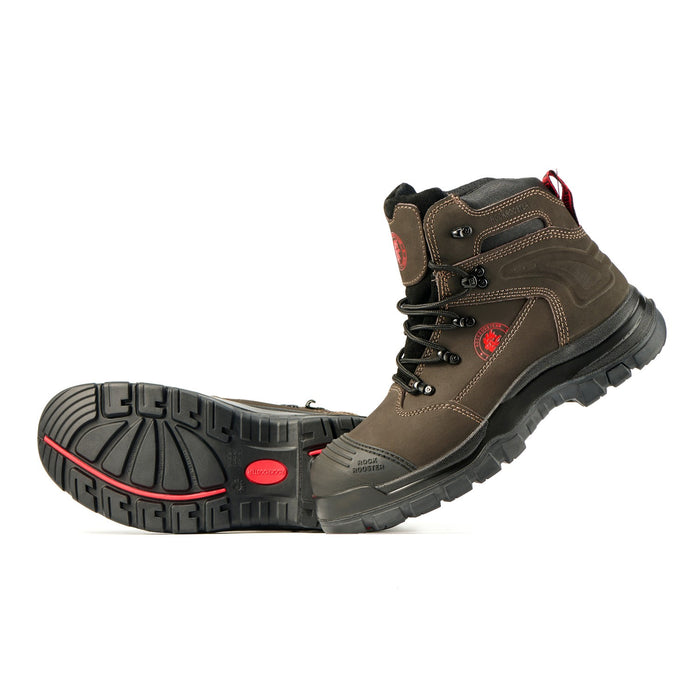 ROCKROOSTER Men's Work Boots Steel Toe, Genuine Nubuck Leather Safety Boots, Slip Resistant, Heat Resistant, Electrical Hazard, Water Oil & Alkali Resistant, AC662BR