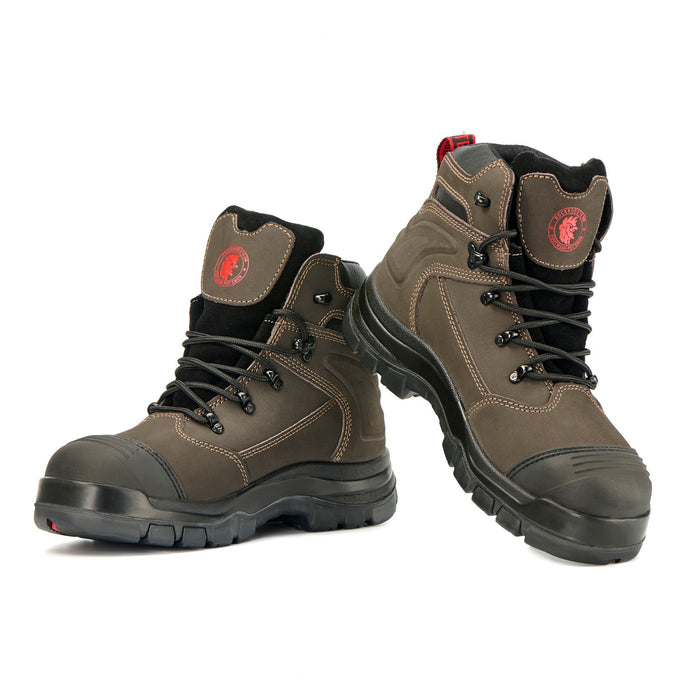 ROCKROOSTER Men's Work Boots Steel Toe, Genuine Nubuck Leather Safety Boots, Slip Resistant, Heat Resistant, Electrical Hazard, Water Oil & Alkali Resistant, AC662BR
