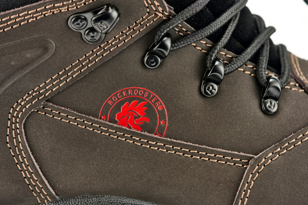ROCKROOSTER Men's Work Boots Steel Toe, Genuine Nubuck Leather Safety Boots, Slip Resistant, Heat Resistant, Electrical Hazard, Water Oil & Alkali Resistant, AC662BR