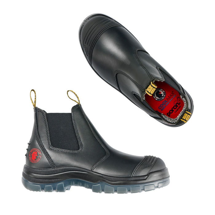 ROCKROOSTER Men's Pull-On Work Boots Steel Toe, Water-Resistant Full Grain Leather, Slip Resistant, Antistatic, Wide Width, ASTM F2413-18 I/75 C/75 SD, AK227