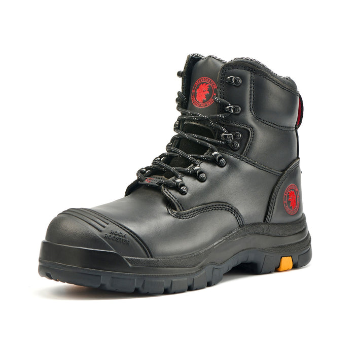 ROCKROOSTER Men's Work Boots Steel Toe, Antistatic Water-Resistant Full Grain Leather, Slip Resistant, Heat-Resistant PU/Rubber Outsole, Wide Width, AK245