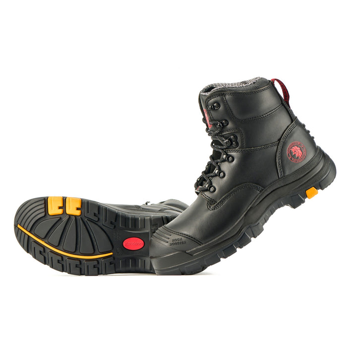 ROCKROOSTER Men's Work Boots Steel Toe, Antistatic Water-Resistant Full Grain Leather, Slip Resistant, Heat-Resistant PU/Rubber Outsole, Wide Width, AK245