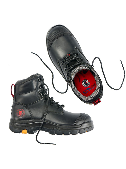 ROCKROOSTER Men's Work Boots Steel Toe, Antistatic Water-Resistant Full Grain Leather, Slip Resistant, Heat-Resistant PU/Rubber Outsole, Wide Width, AK245