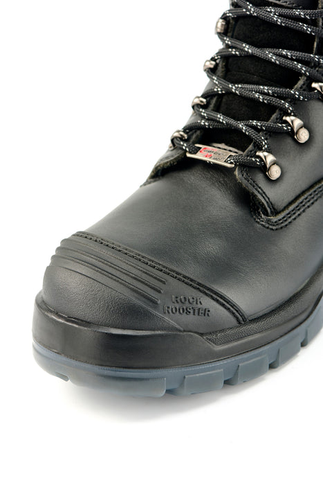 ROCKROOSTER Men's Work Boots Steel Toe, Antistatic Water-Resistant Full Grain Leather Safety Boots, Side Zipper, Slip Resistant, Wide Width, AK245Z