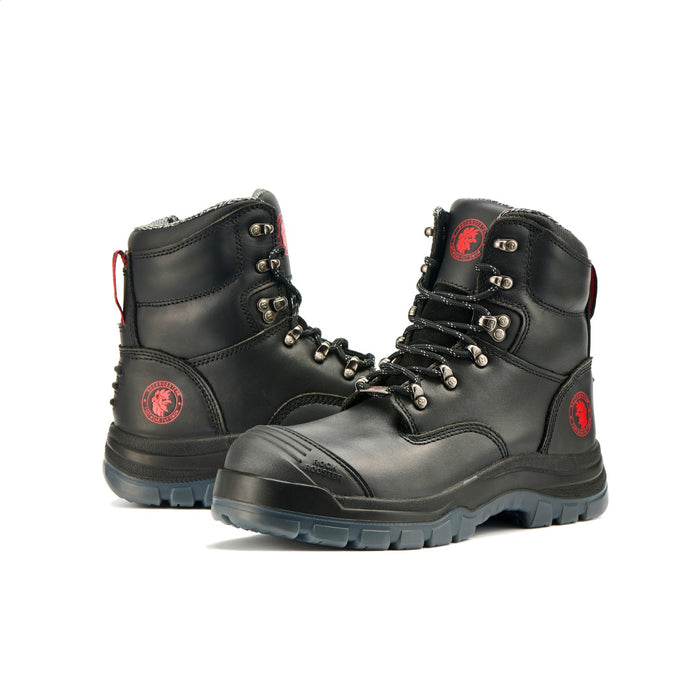 ROCKROOSTER Men's Work Boots Steel Toe, Antistatic Water-Resistant Full Grain Leather Safety Boots, Side Zipper, Slip Resistant, Wide Width, AK245Z