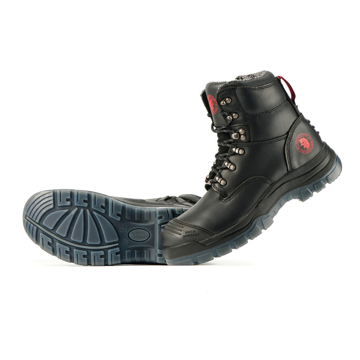 ROCKROOSTER Men's Work Boots Steel Toe, Antistatic Water-Resistant Full Grain Leather Safety Boots, Side Zipper, Slip Resistant, Wide Width, AK245Z