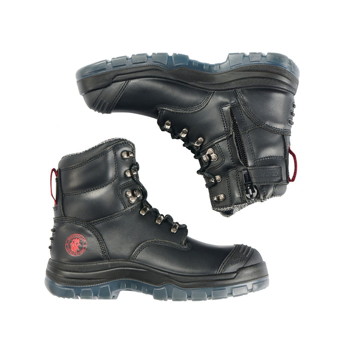 ROCKROOSTER Men's Work Boots Steel Toe, Antistatic Water-Resistant Full Grain Leather Safety Boots, Side Zipper, Slip Resistant, Wide Width, AK245Z