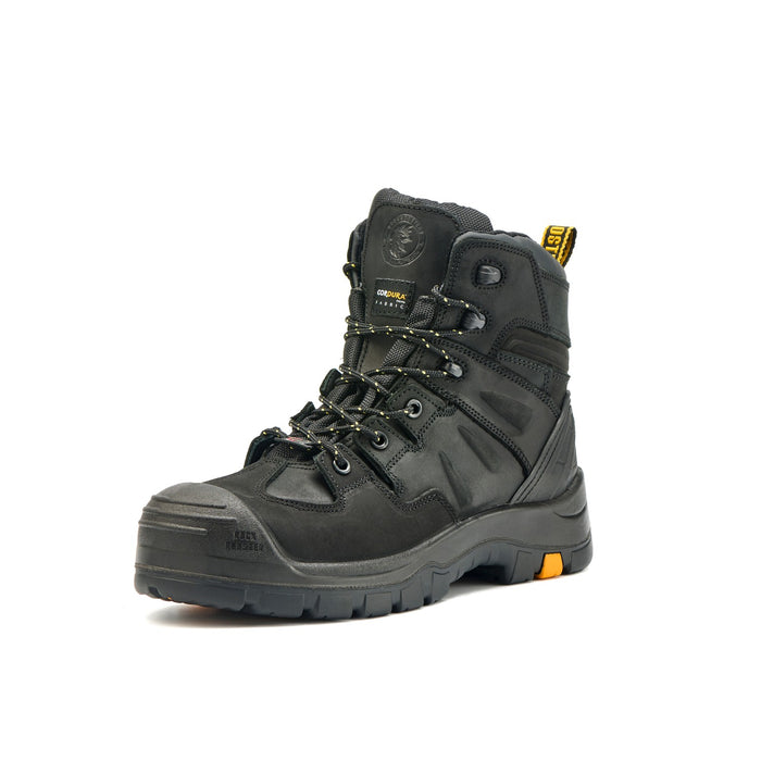 ROCKROOSTER Men's 6-Inch Black Work Boots, Composite Toe, Electrical Hazard, Slip Resistant, Water Resistant, Heat Resistant Rubber Outsole, ASTM F2413-18 I/75 C/75 EH, AK609