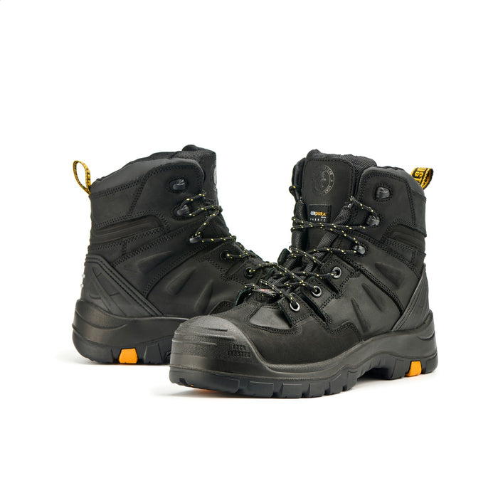 ROCKROOSTER Men's 6-Inch Black Work Boots, Composite Toe, Electrical Hazard, Slip Resistant, Water Resistant, Heat Resistant Rubber Outsole, ASTM F2413-18 I/75 C/75 EH, AK609