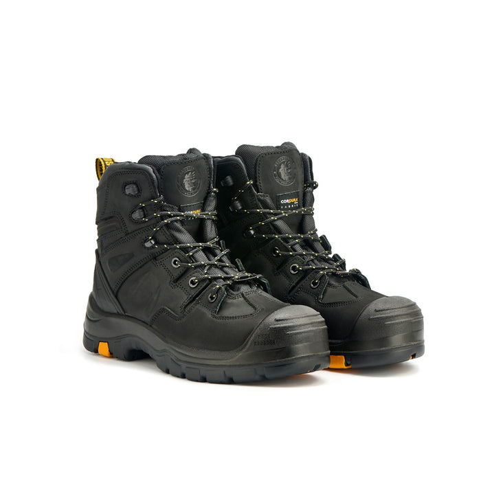 ROCKROOSTER Men's 6-Inch Black Work Boots, Composite Toe, Electrical Hazard, Slip Resistant, Water Resistant, Heat Resistant Rubber Outsole, ASTM F2413-18 I/75 C/75 EH, AK609