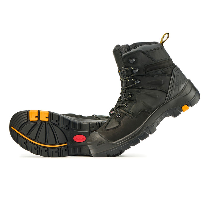 ROCKROOSTER Men's 6-Inch Black Work Boots, Composite Toe, Electrical Hazard, Slip Resistant, Water Resistant, Heat Resistant Rubber Outsole, ASTM F2413-18 I/75 C/75 EH, AK609