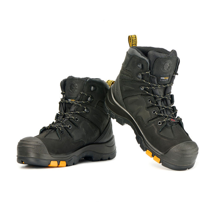 ROCKROOSTER Men's 6-Inch Black Work Boots, Composite Toe, Electrical Hazard, Slip Resistant, Water Resistant, Heat Resistant Rubber Outsole, ASTM F2413-18 I/75 C/75 EH, AK609