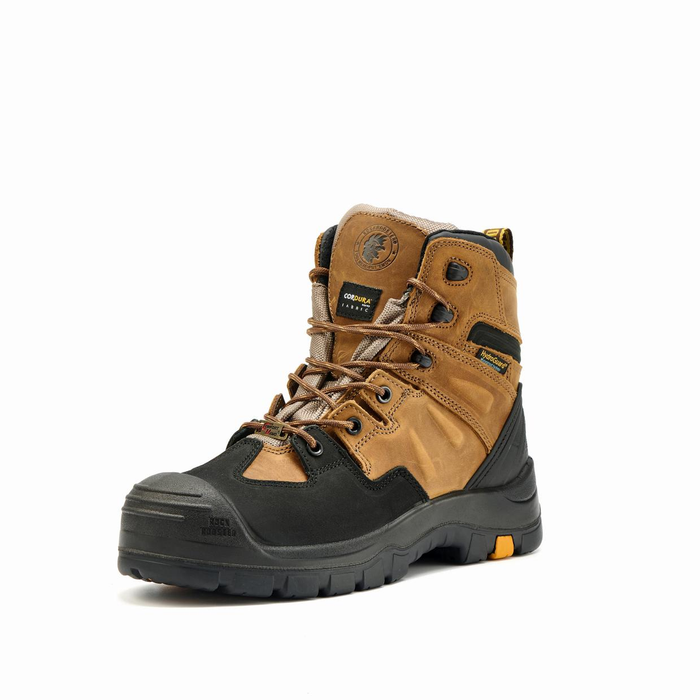ROCKROOSTER Woodland Brown 6 inch Waterproof Safety Toe Leather Work Boots AK669
