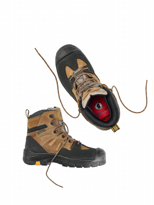 ROCKROOSTER Woodland Brown 6 inch Waterproof Safety Toe Leather Work Boots AK669