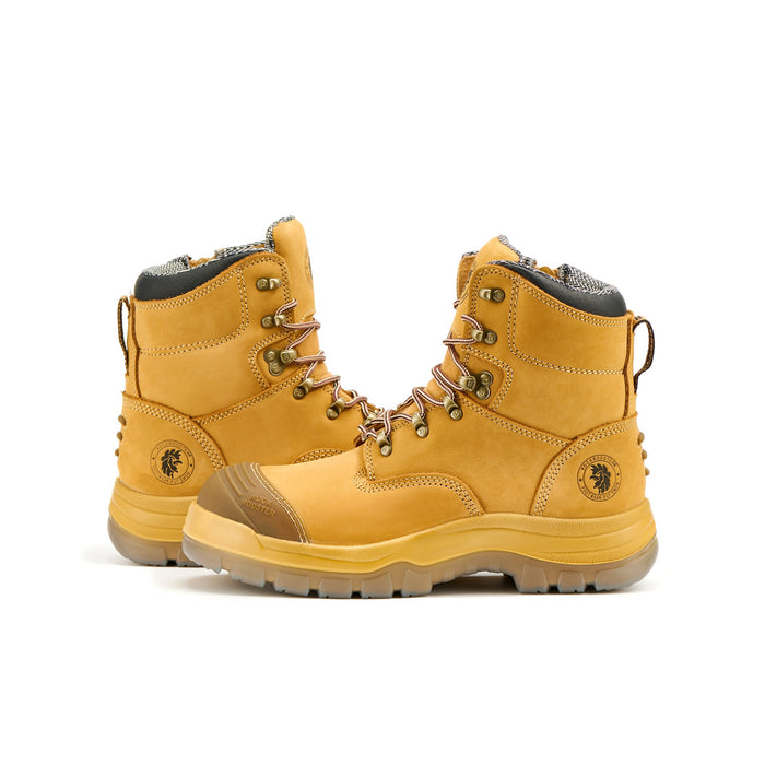 ROCKROOSTER Men's Work Boots Steel Toe, Antistatic Water-Resistant Leather Safety Boots, Side Zipper, Slip Resistant, Wide Width, AK232Z