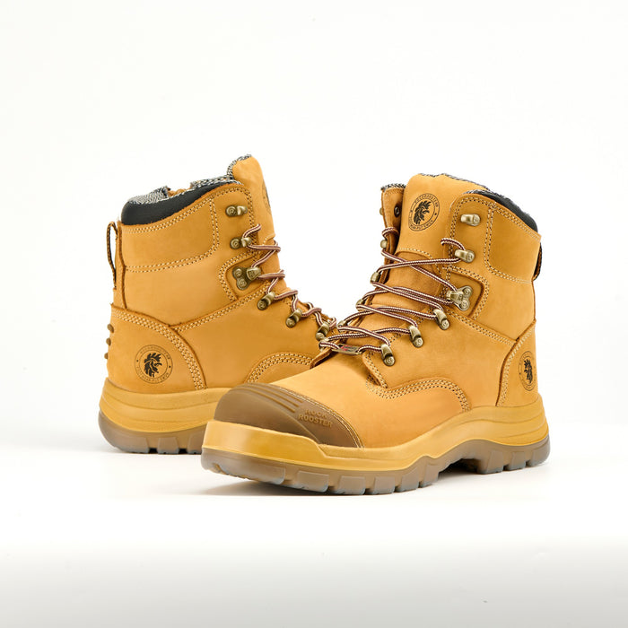 ROCKROOSTER Men's Work Boots Steel Toe, Antistatic Water-Resistant Leather Safety Boots, Side Zipper, Slip Resistant, Wide Width, AK232Z