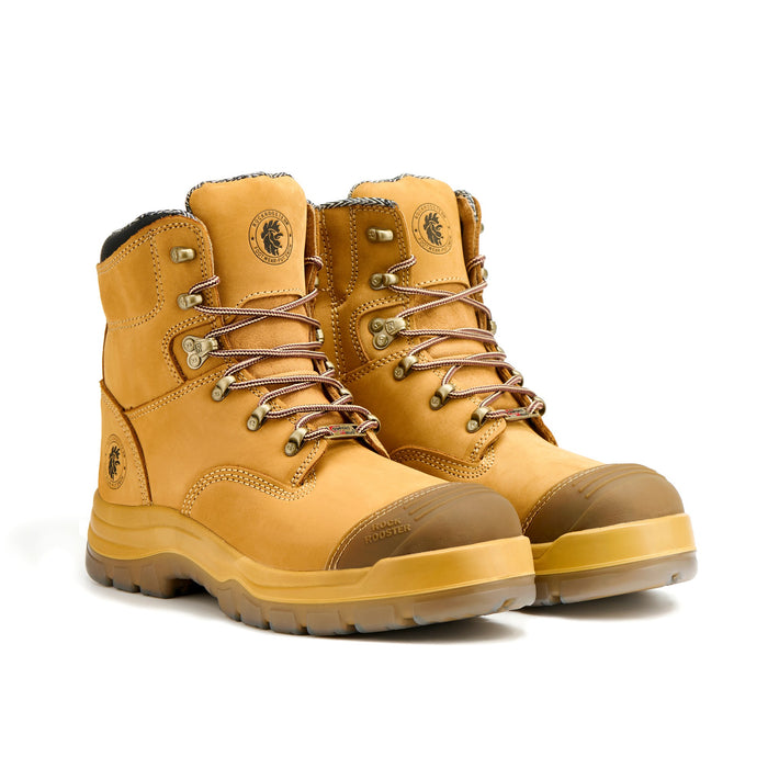 ROCKROOSTER Men's Work Boots Steel Toe, Antistatic Water-Resistant Leather Safety Boots, Side Zipper, Slip Resistant, Wide Width, AK232Z