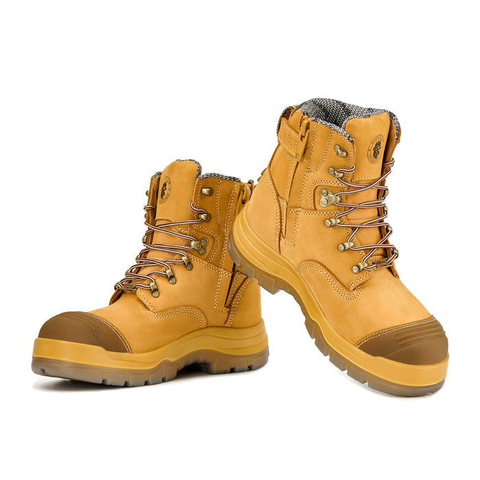 ROCKROOSTER Men's Work Boots Steel Toe, Antistatic Water-Resistant Leather Safety Boots, Side Zipper, Slip Resistant, Wide Width, AK232Z