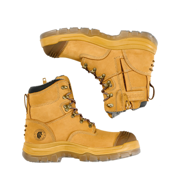 ROCKROOSTER Men's Work Boots Steel Toe, Antistatic Water-Resistant Leather Safety Boots, Side Zipper, Slip Resistant, Wide Width, AK232Z