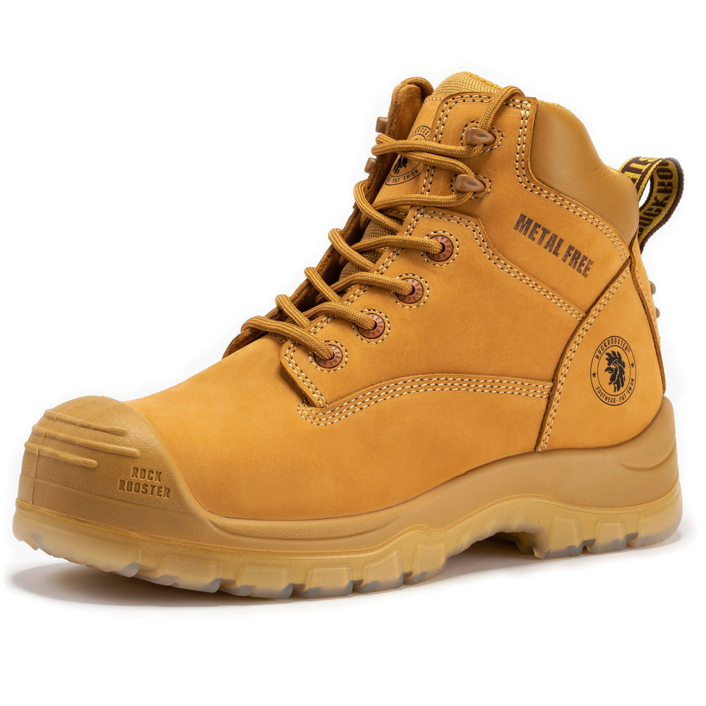 ROCKROOSTER Woodland Wheat 6 inch Composite Toe Zip-sided Leather Work Boots AK659